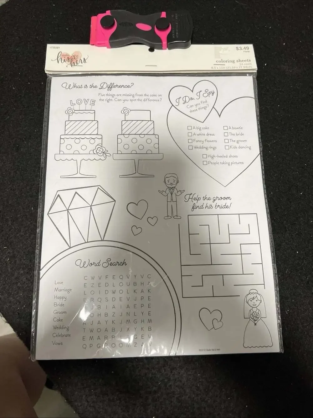 His & Hers Studio Wedding Activity Kids 24 Coloring Sheets
